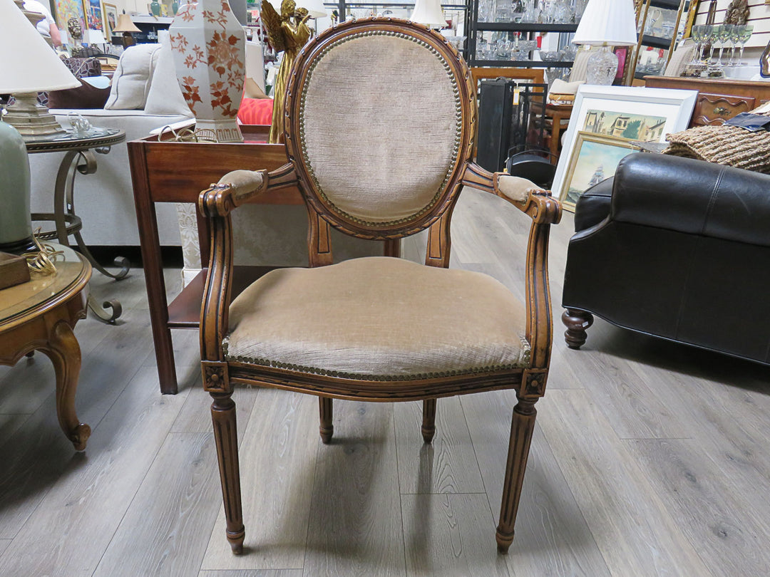 Tan Queen Anne Arm Chair