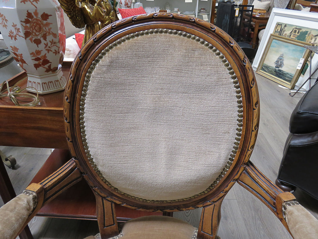 Tan Queen Anne Arm Chair