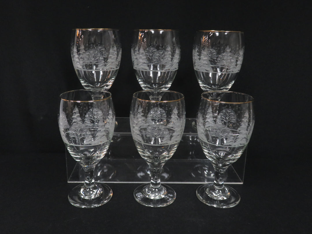 Etched Winter Scene Goblets
