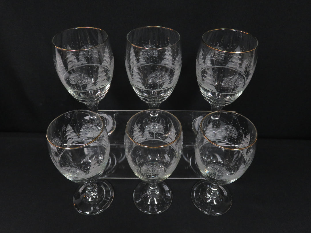 Etched Winter Scene Goblets
