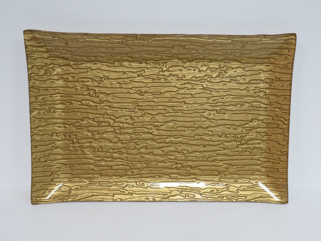 Gold Motif Glass Tray