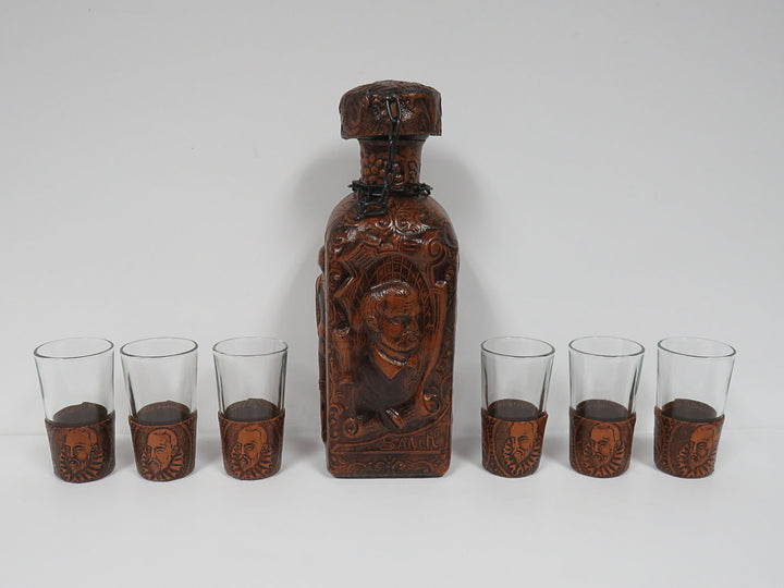 Leather Wrapped Decanter & Glasses