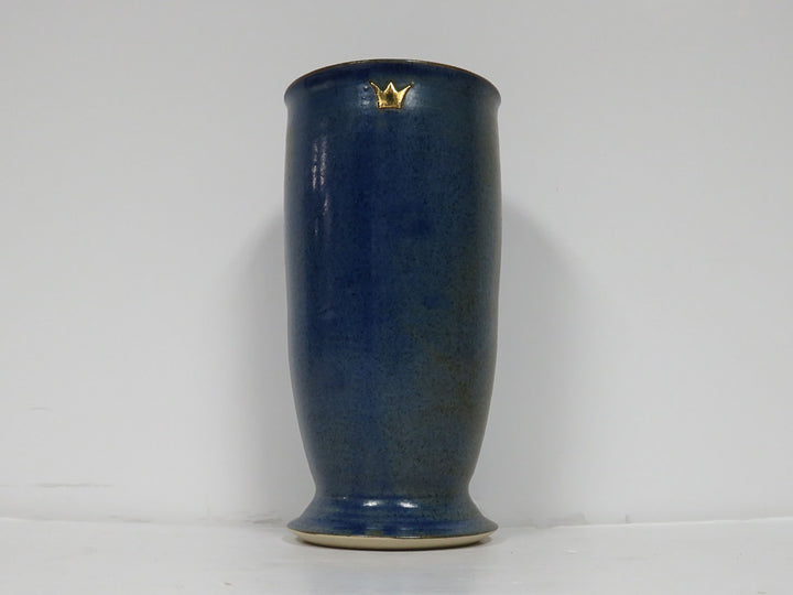 Pottery Blue Vase with Crown