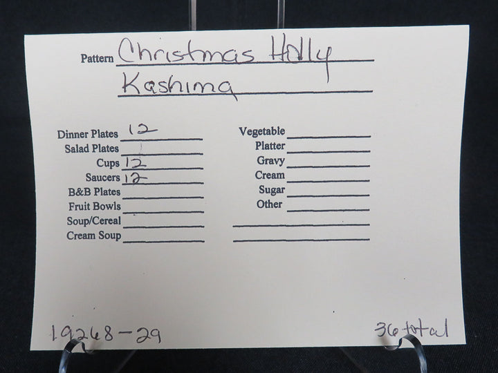 Kashima "Christmas Holly" China Set