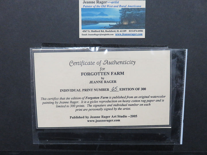 "Forgotten Farm"  by Jeanne Rager