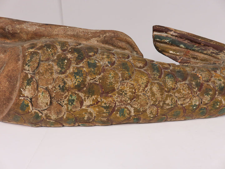Large Carved Wooden Mermaid Figurine