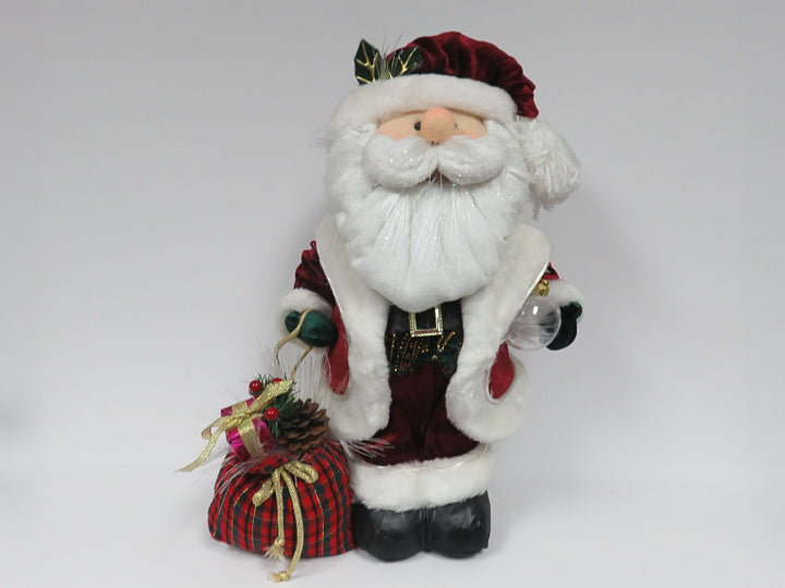 Fiber Optic Santa with Plaid Satchel