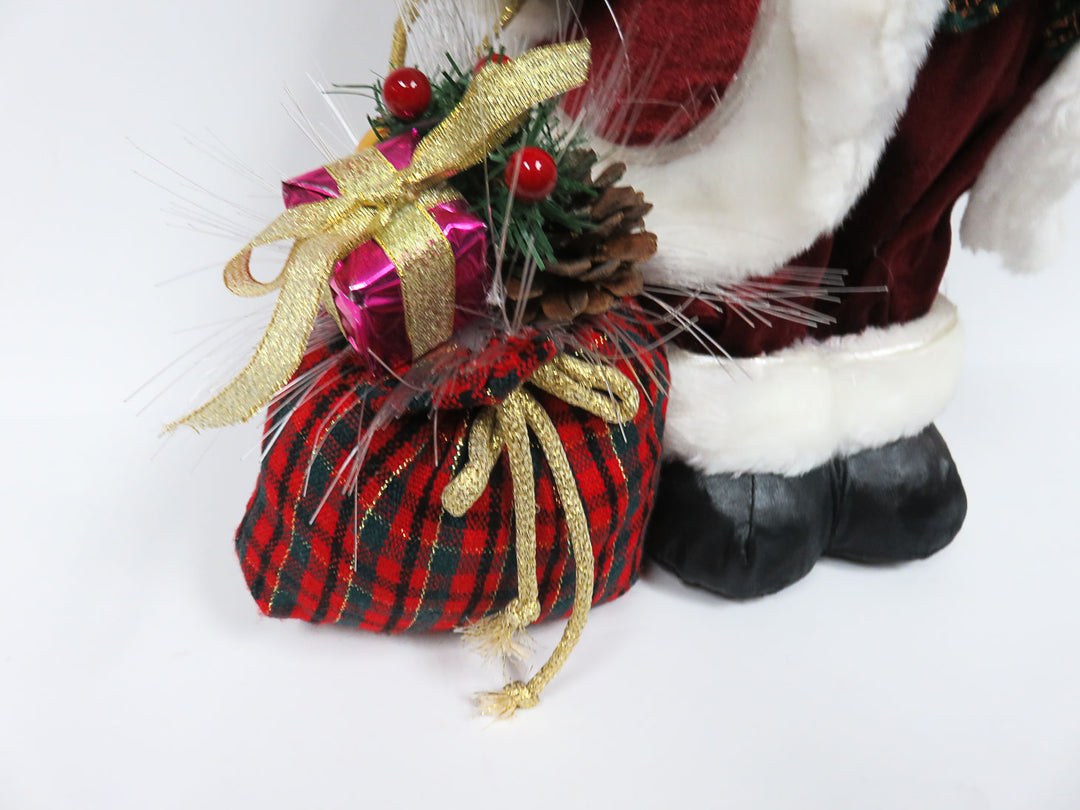 Fiber Optic Santa with Plaid Satchel