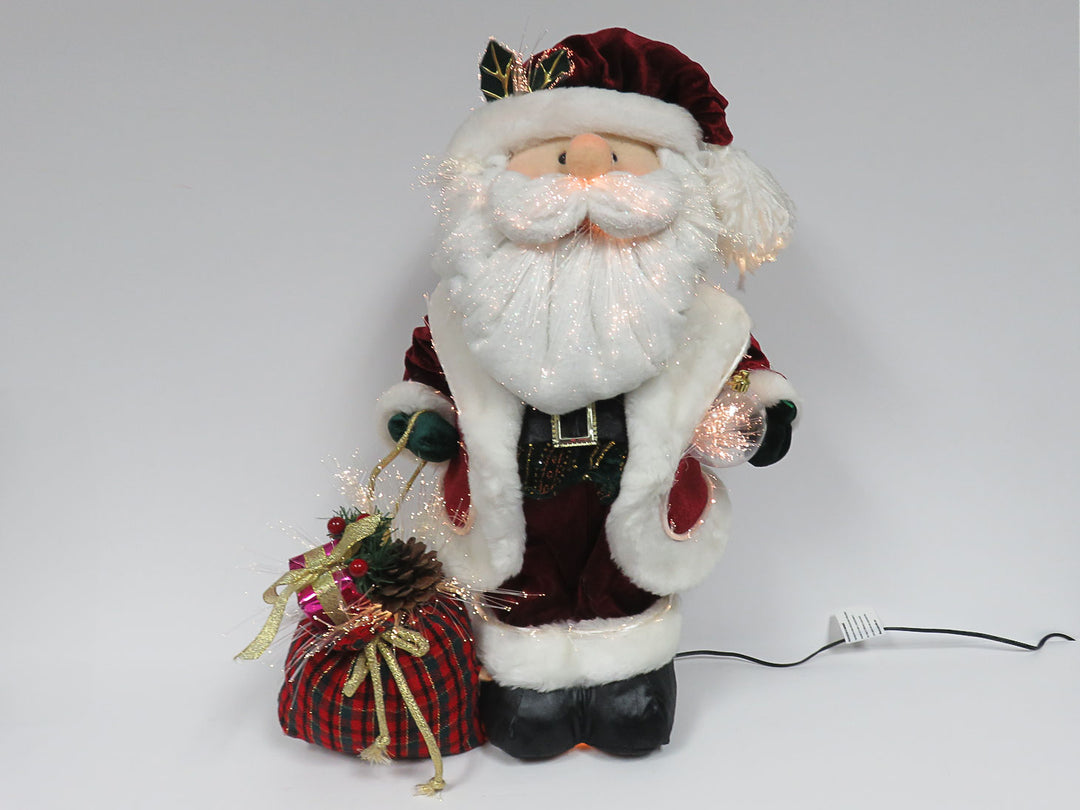 Fiber Optic Santa with Plaid Satchel