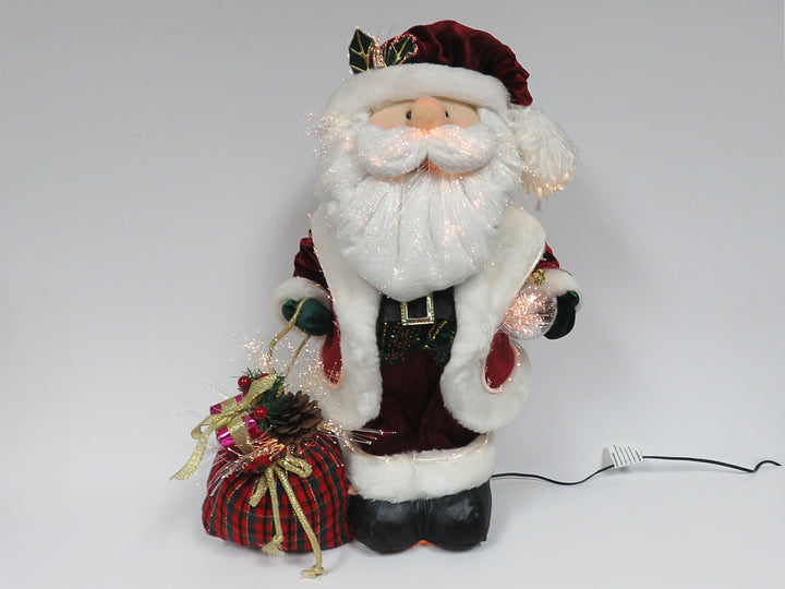 Fiber Optic Santa with Plaid Satchel