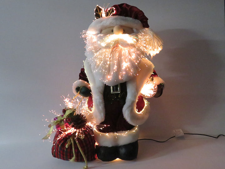 Fiber Optic Santa with Plaid Satchel