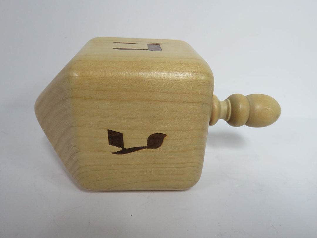 Wooden Hanukkah Dreidel with Base