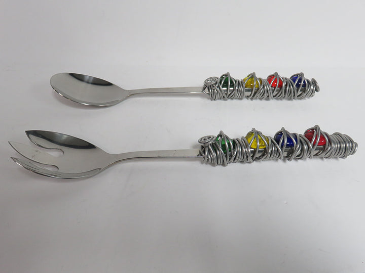 Wire Wrapped Primary Colored Salad Servers