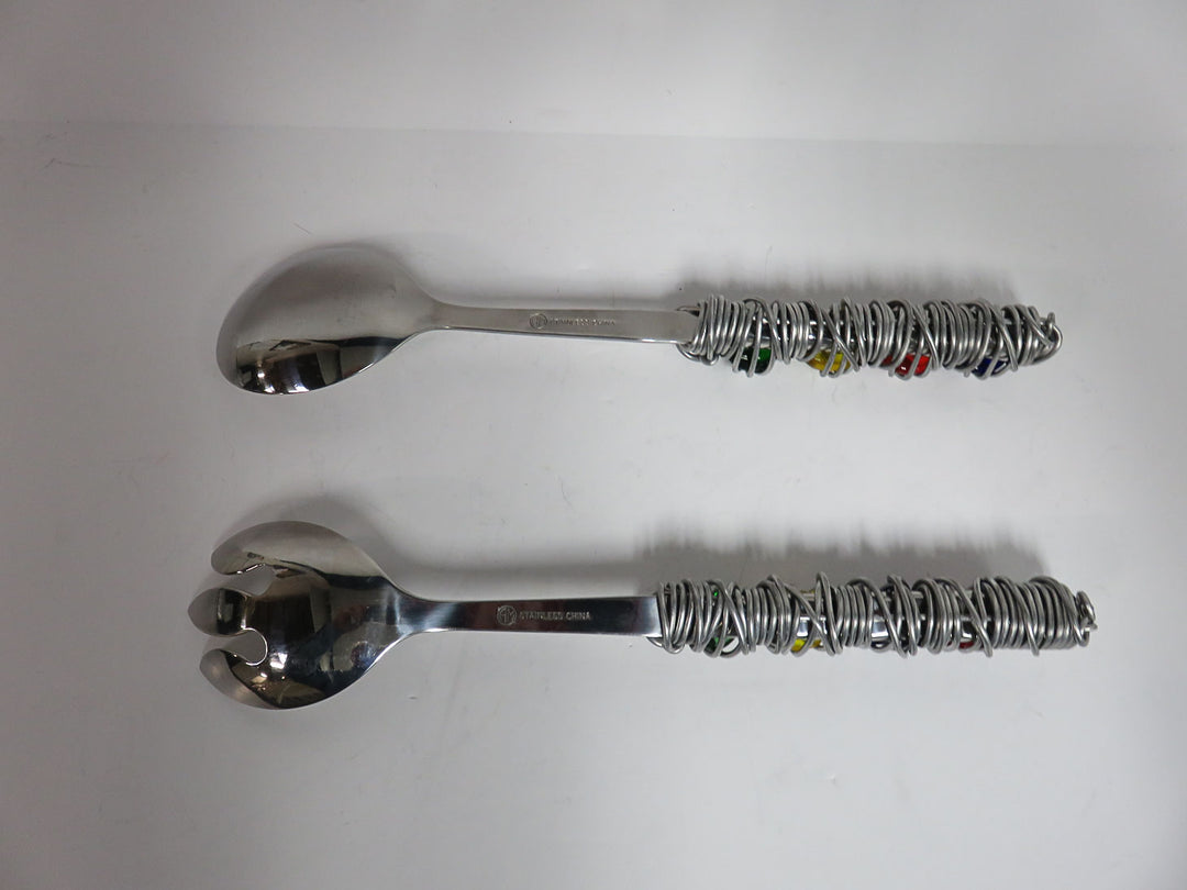 Wire Wrapped Primary Colored Salad Servers