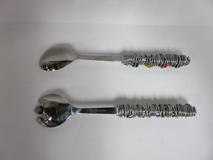 Wire Wrapped Primary Colored Salad Servers