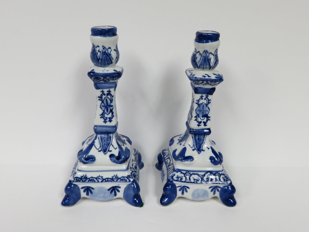 Blue Ware Candlesticks