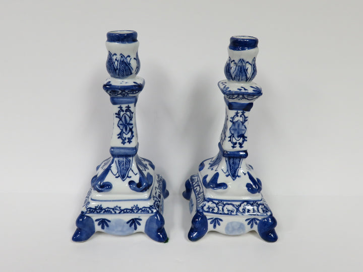 Blue Ware Candlesticks