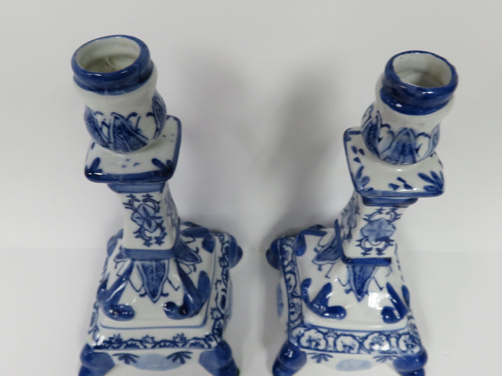 Blue Ware Candlesticks