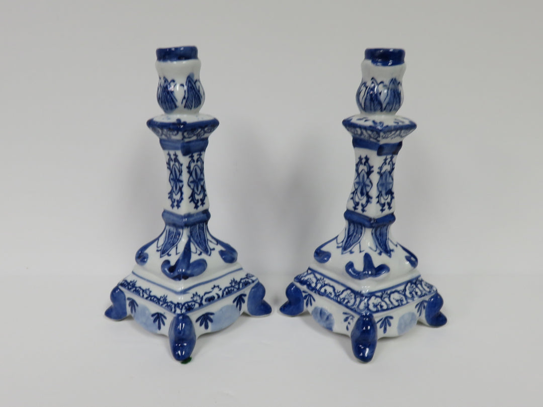 Blue Ware Candlesticks