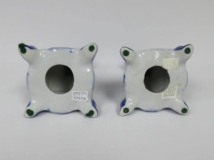 Blue Ware Candlesticks