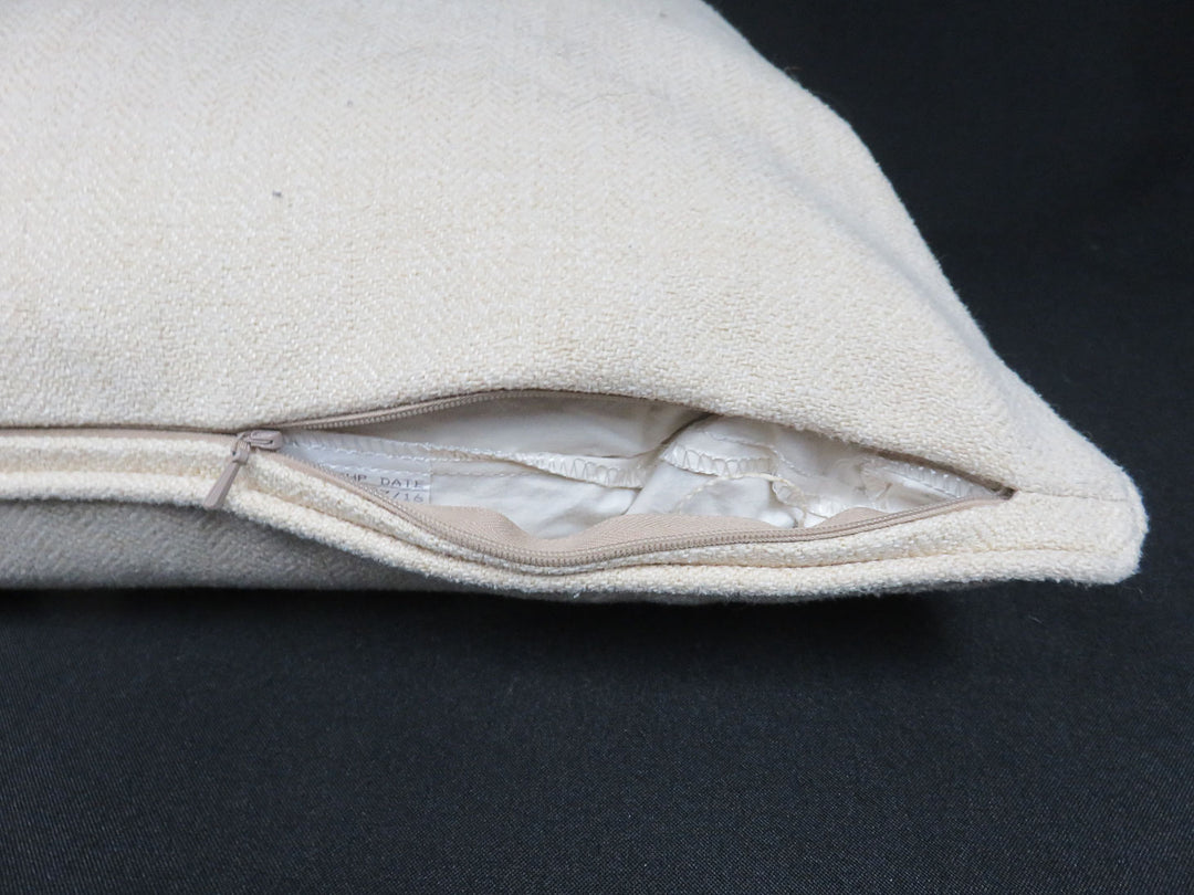 Cream Herringbone Throw Pillow