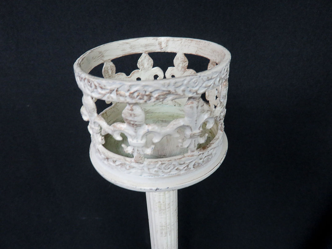 Distressed Ivory Candleholders