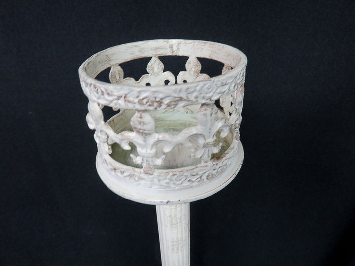 Distressed Ivory Candleholders