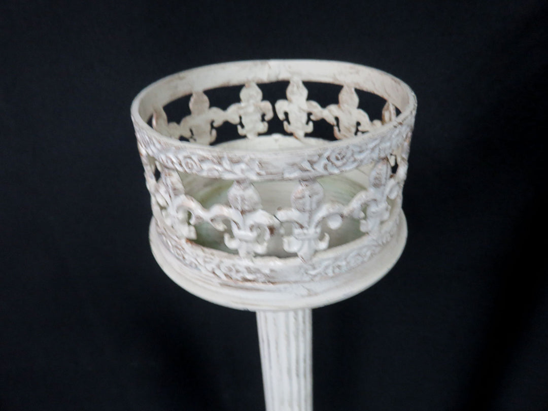 Distressed Ivory Candleholders
