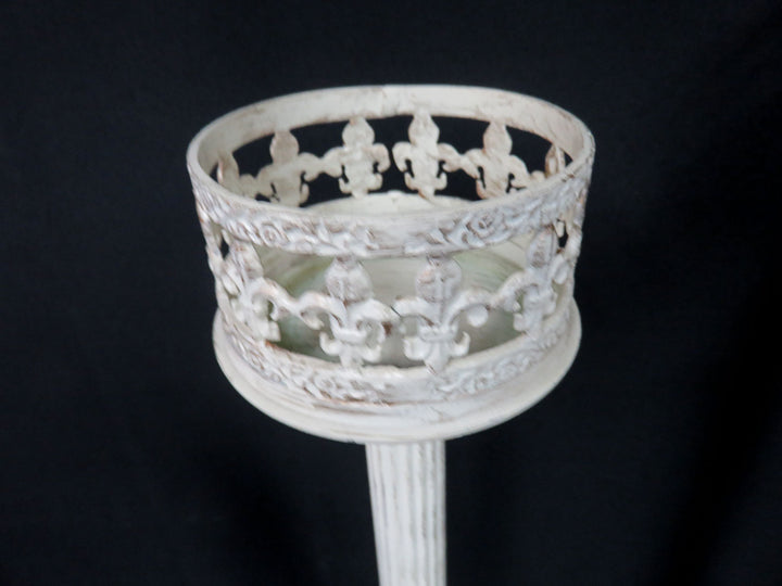 Distressed Ivory Candleholders
