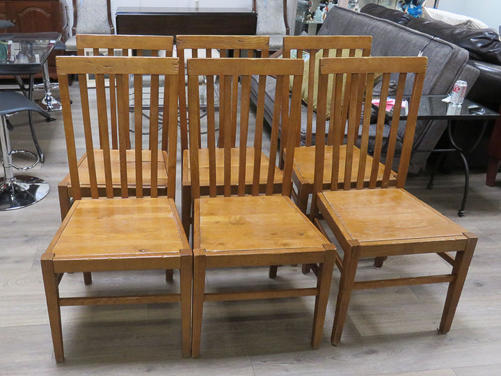 Six Vintage Wooden Side Chairs