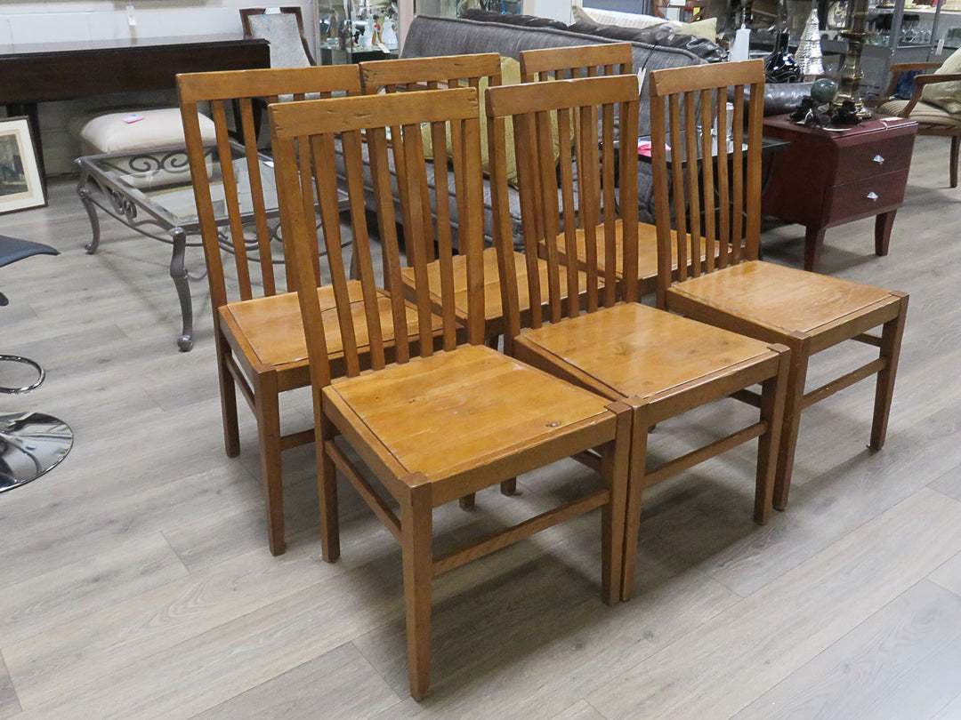 Six Vintage Wooden Side Chairs