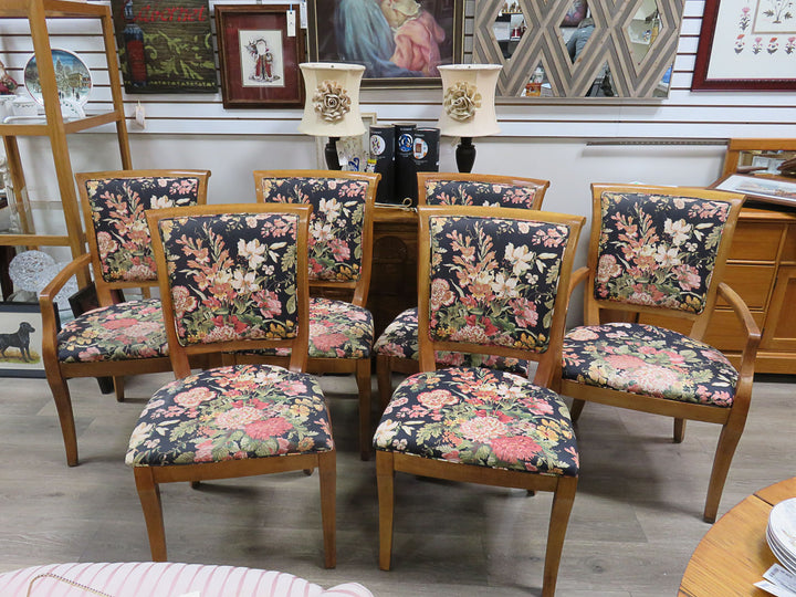 Six Bernhardt  Floral Dining Chairs