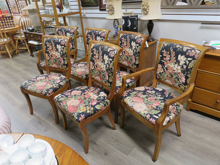 Six Bernhardt  Floral Dining Chairs