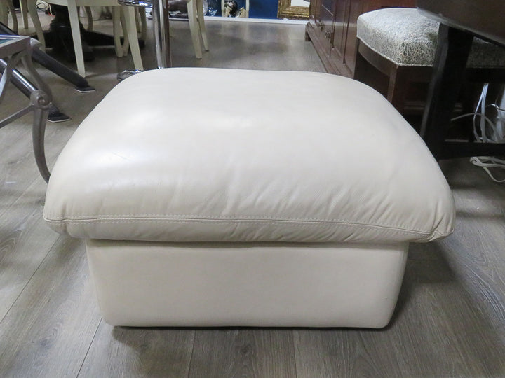 Cream Leather Ottoman