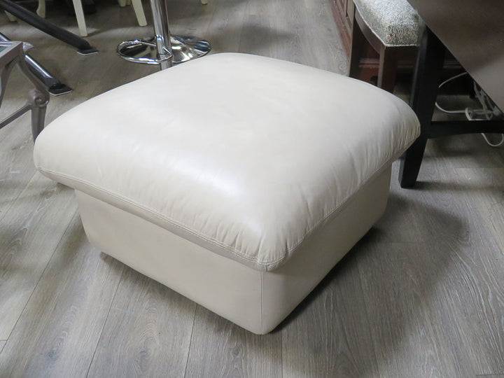 Cream Leather Ottoman