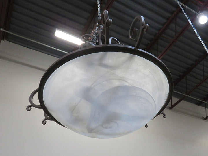 Brown Metal & Glass Chandelier