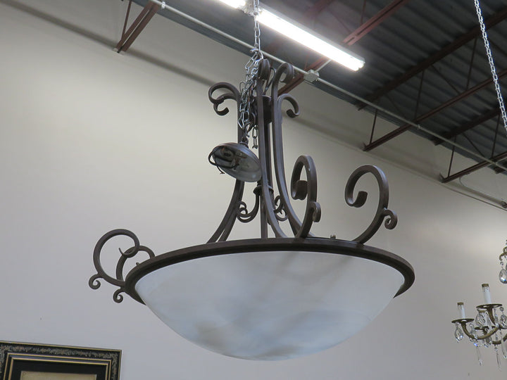 Brown Metal & Glass Chandelier