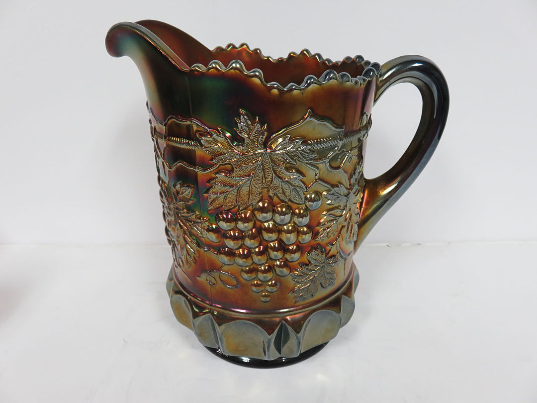 Antique Carnival Glass Pitcher Set