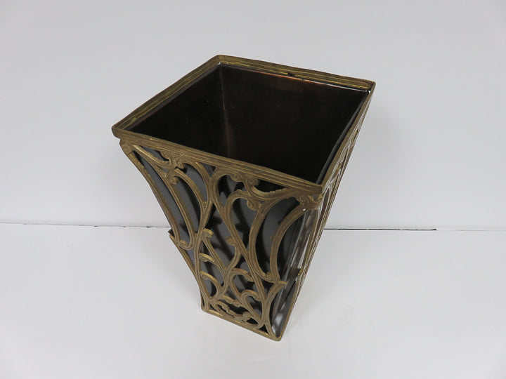 Metal Planter with Brass Overlay