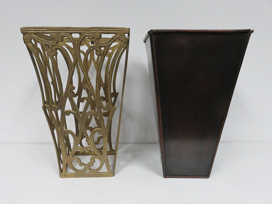 Metal Planter with Brass Overlay