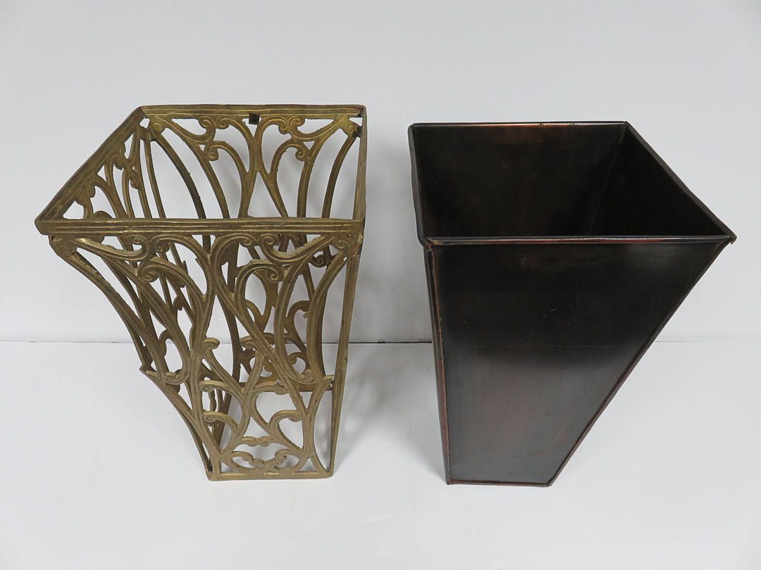 Metal Planter with Brass Overlay