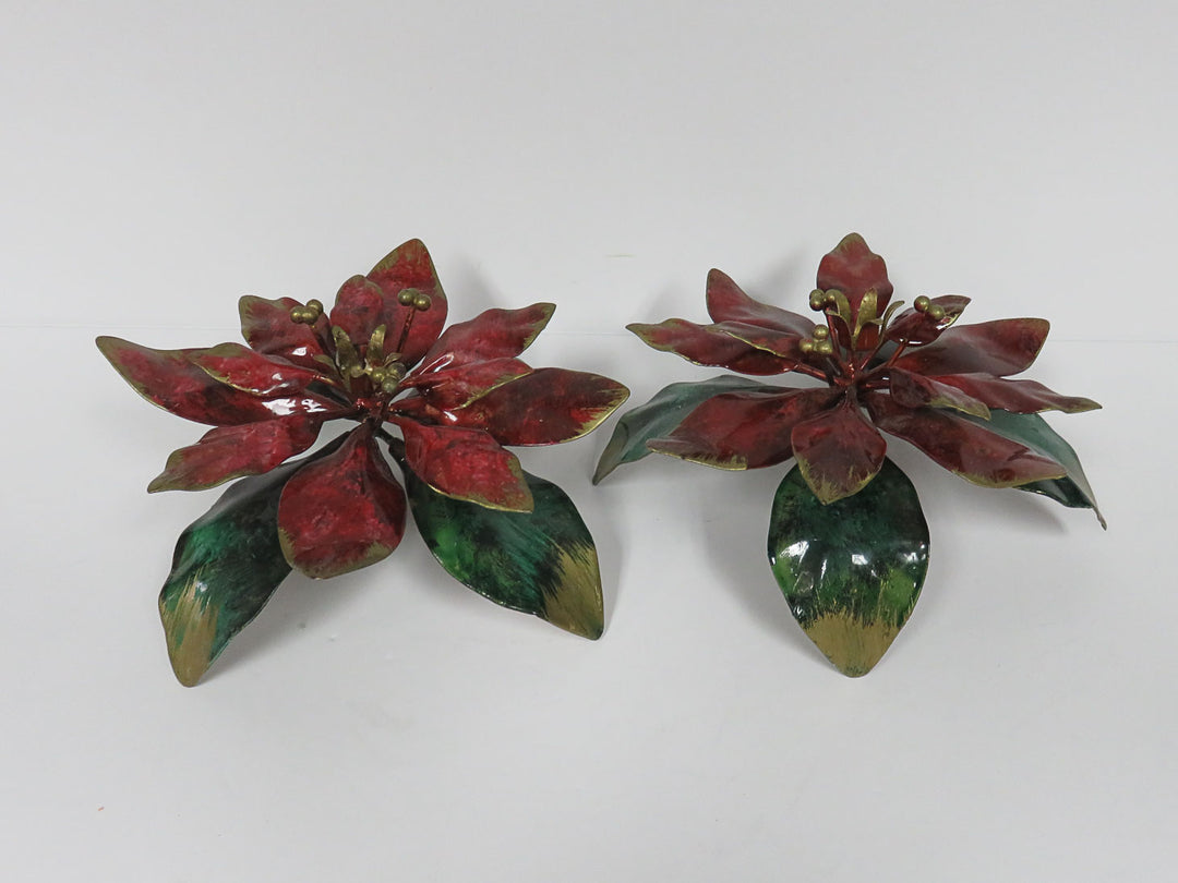 Vintage Pointsettia Candle Holders
