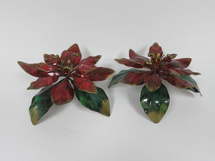 Vintage Pointsettia Candle Holders