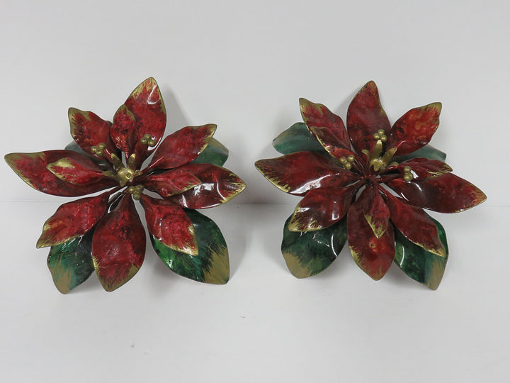 Vintage Pointsettia Candle Holders