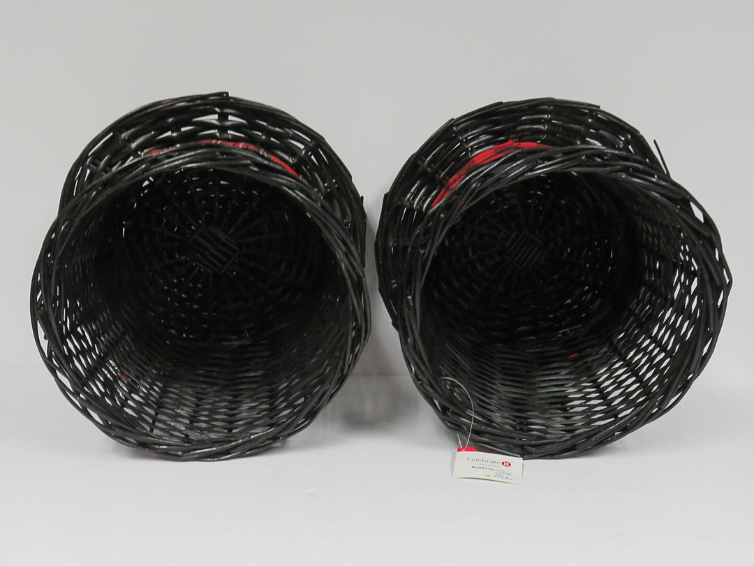 Pair Wicker Basket Top Hats