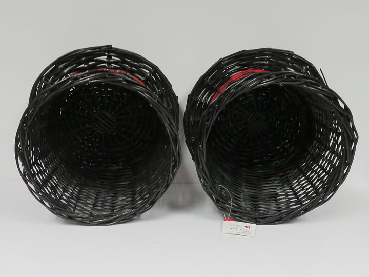 Pair Wicker Basket Top Hats