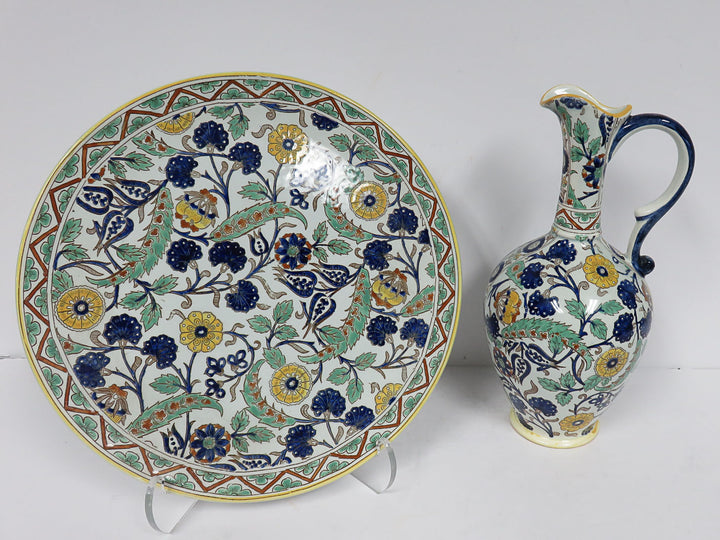 Gien Faience Pitcher and Plate