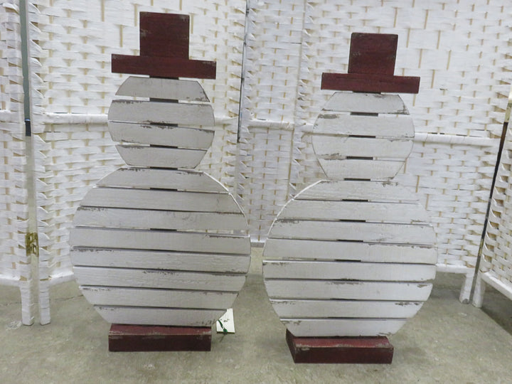 Pair Slat Snowmen