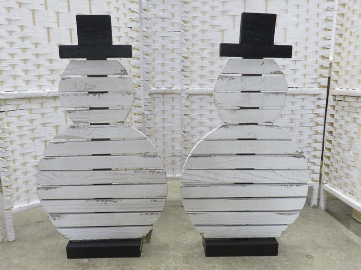 Pair Slat Snowmen