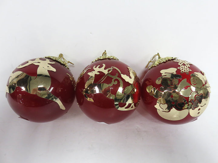 Red With Gold Overlay Ornament Set